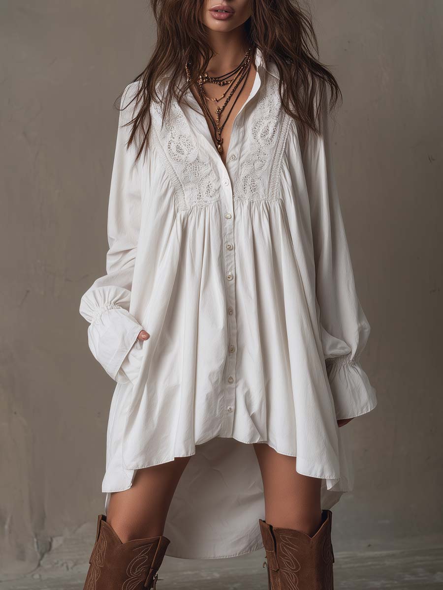 Lucia | Lace Detail Shirt Dress