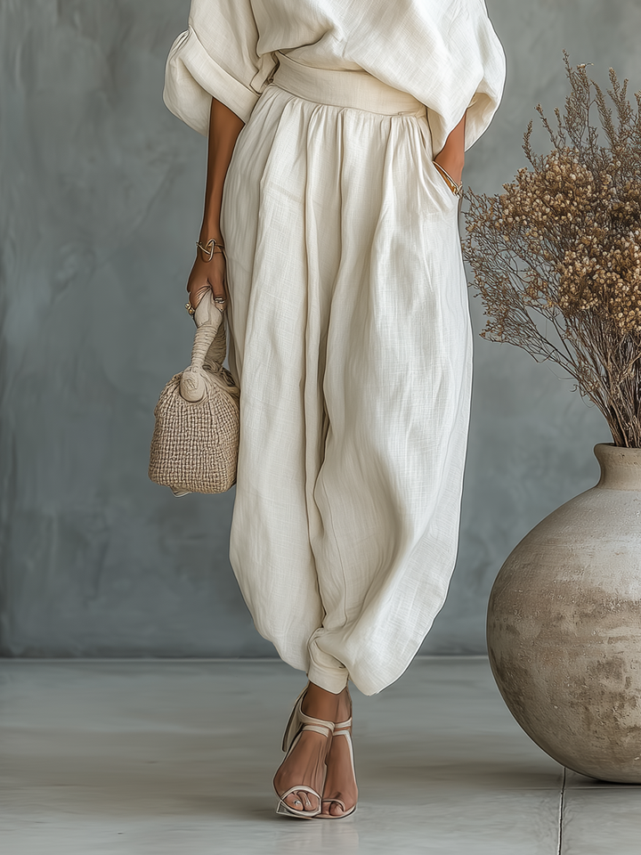 Lisa | Soft Off-Shoulder Top and Tapered Pants Set