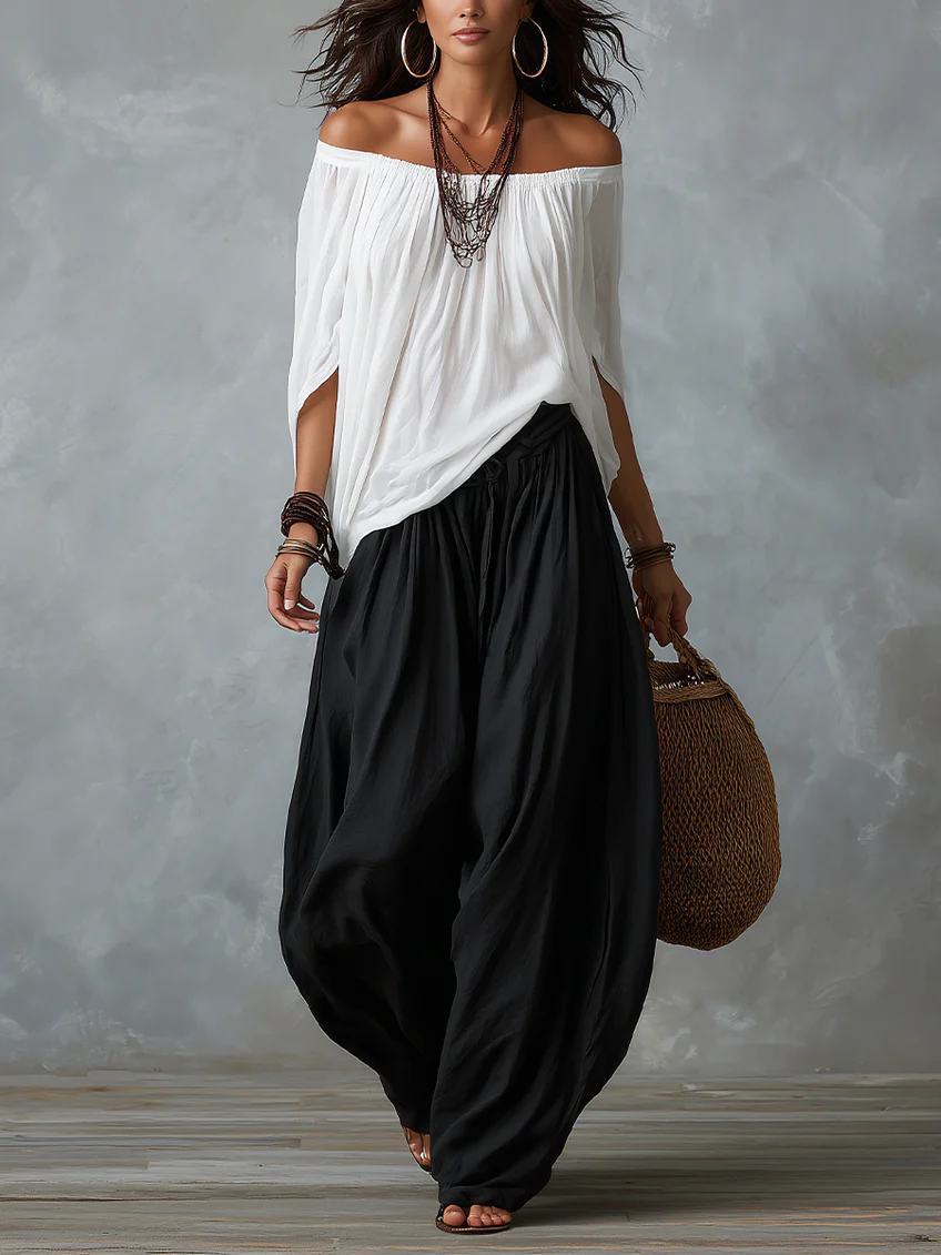 Isavella | Bohemian Lantern-Sleeve Two-Piece Set