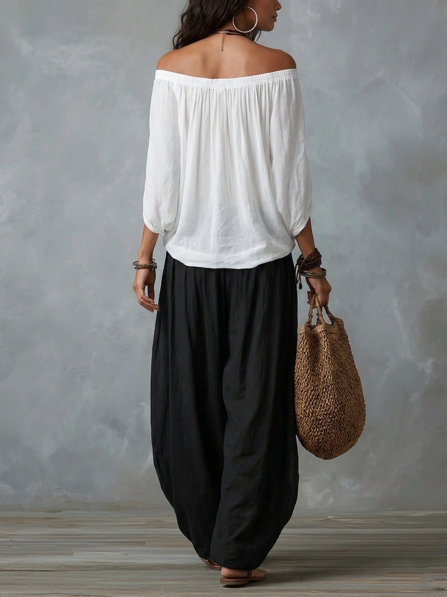 Isavella | Bohemian Lantern-Sleeve Two-Piece Set