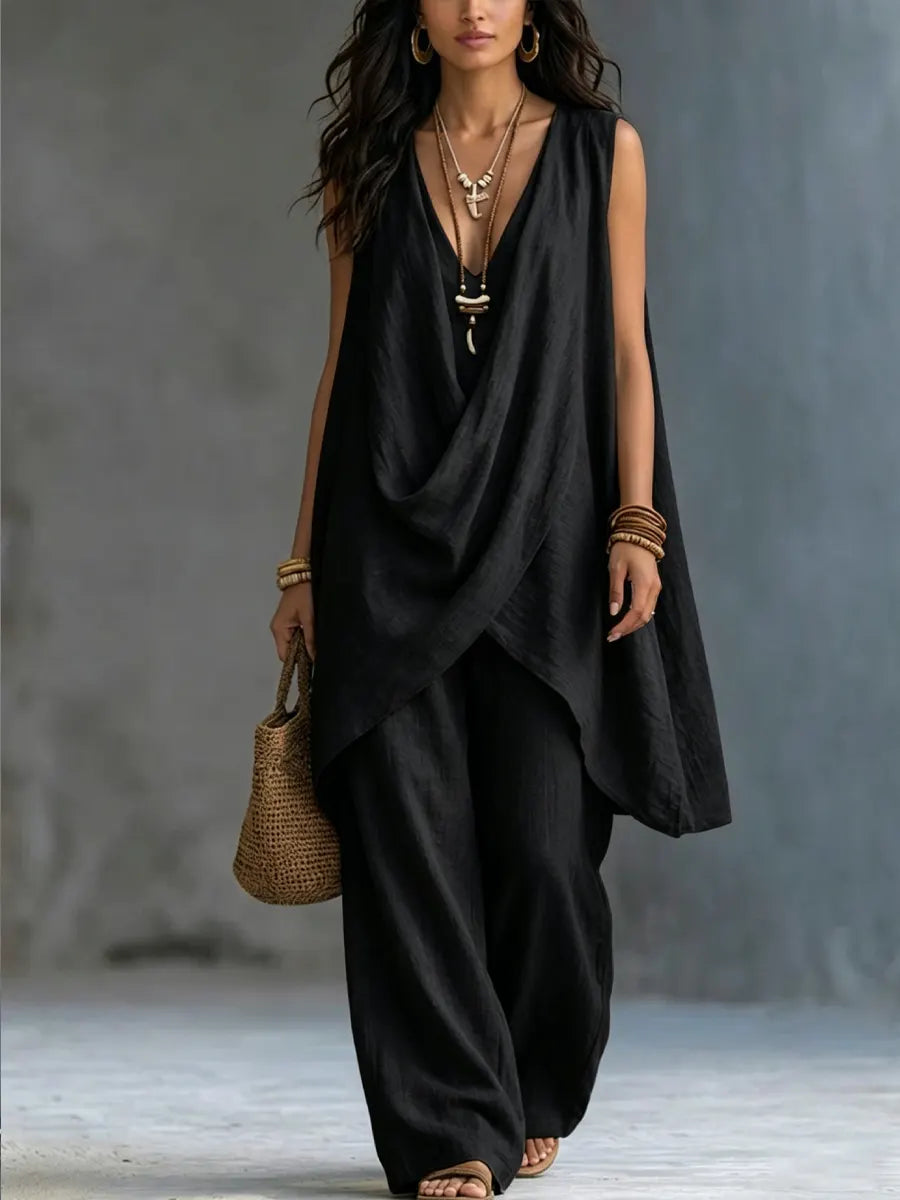 Geneva | Draped Wide-Leg Jumpsuit