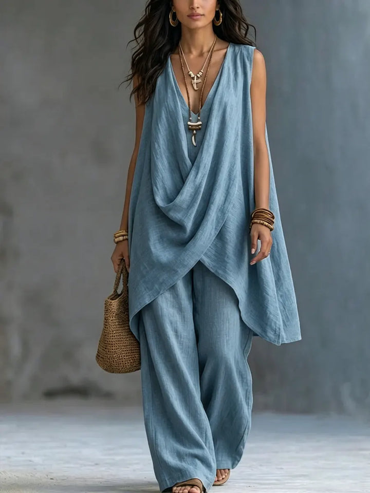 Geneva | Draped Wide-Leg Jumpsuit